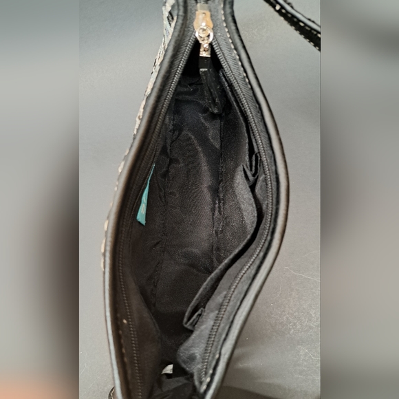 THE SAK Woven fabric and genuine leather small shoulder bag black white - Picture 8 of 12